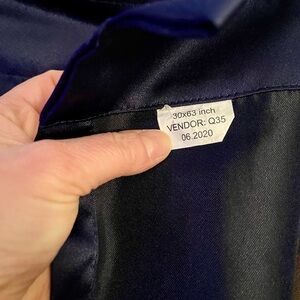 Set of two satin fabric curtain panels.

30” wide x 63”long.

Color: navy.